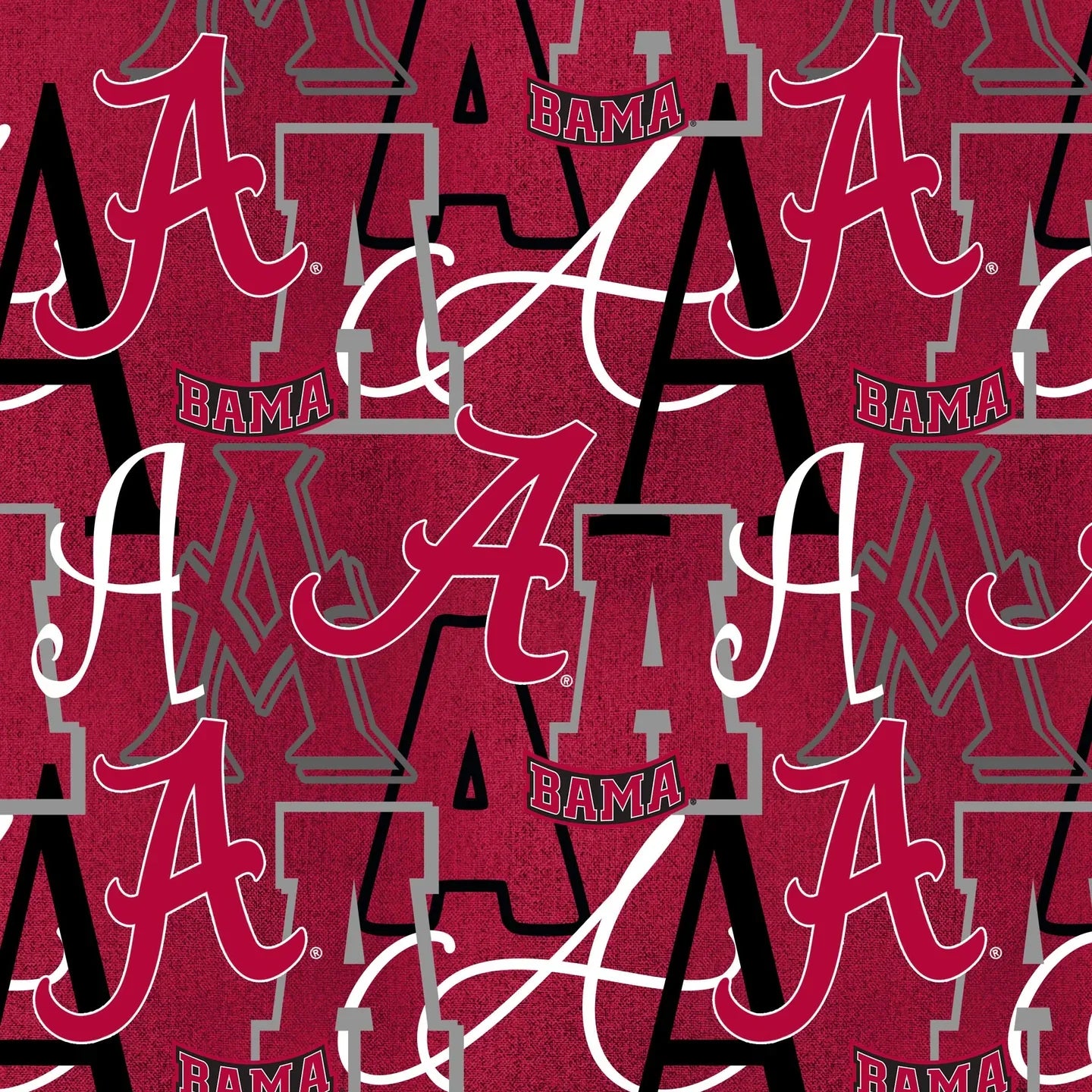 Alabama Crimson Tide NCAA College Letters Sykel Enterprises Cotton Fabric SYK-AL-1372