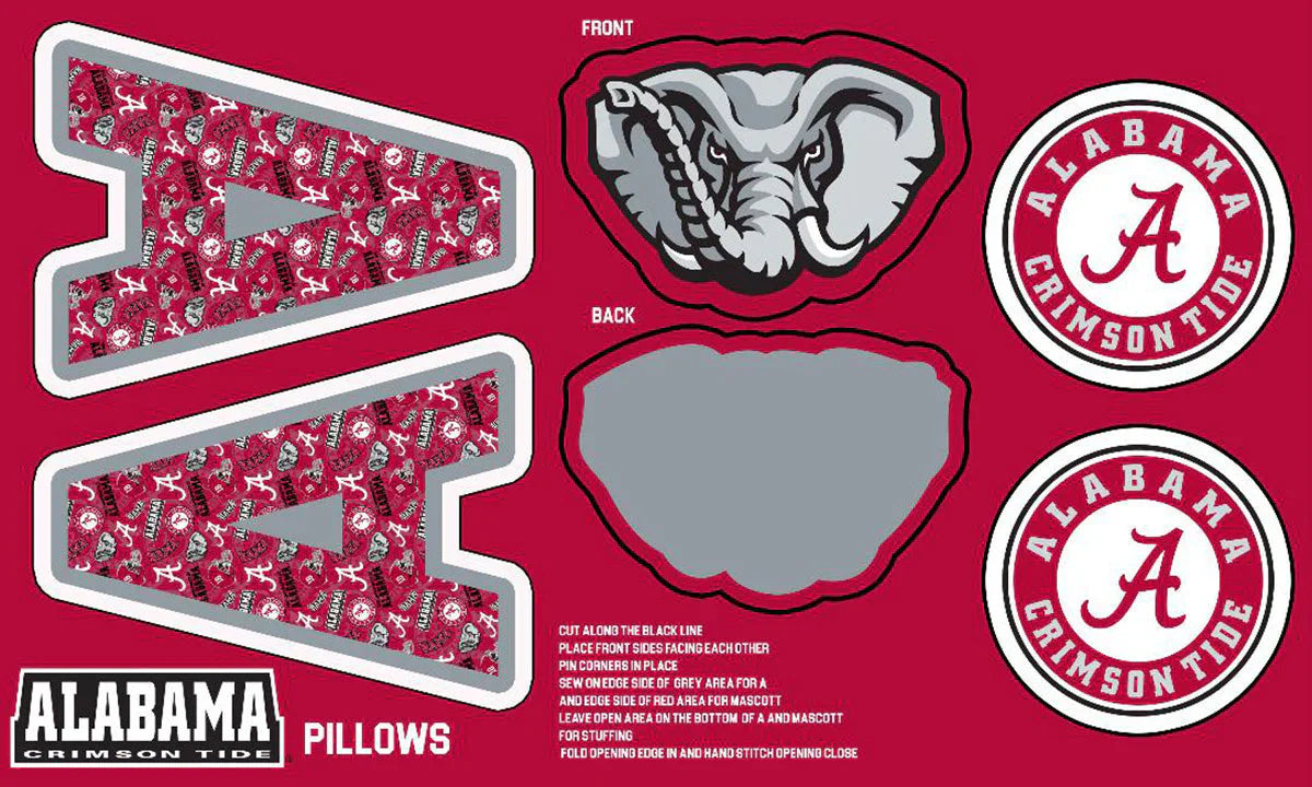 Alabama Crimson Tide NCAA Collegiate Pillow Project 36 x 60 inches Sykel Polyester Minky Fabric SYK-AL-1359