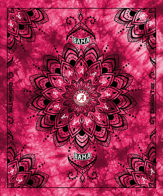 Alabama Crimson Tide NCAA Collegiate Tapestry Finished Panel 48"x56" Red Sykel Polyester Minky Fabric SYK-AL-1360