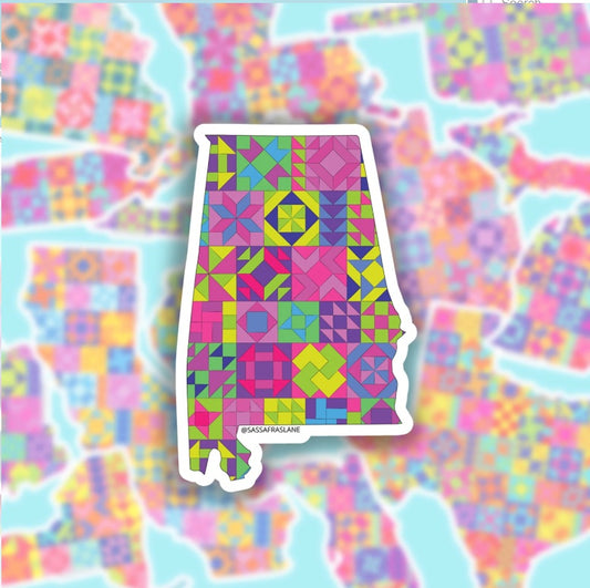 Alabama Quilt AL State Sticker Sassafras Lane Designs SLD-SADSASSSTICK-AL