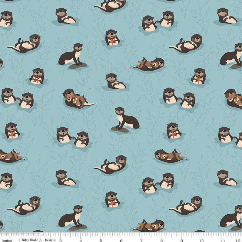 Alaska Sea Otters Aqua Anderson Design Group and the RBD Designers Riley Blake Designs Cotton Fabric RB-C16170-AQUA