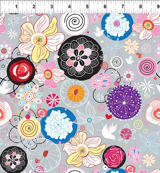 Alice Flowers Multi In the Beginning Fabrics Cotton Fabric ITB-2AL-1