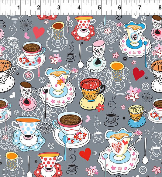 Alice Teacups Multi In the Beginning Fabrics Cotton Fabric ITB-6AL-1
