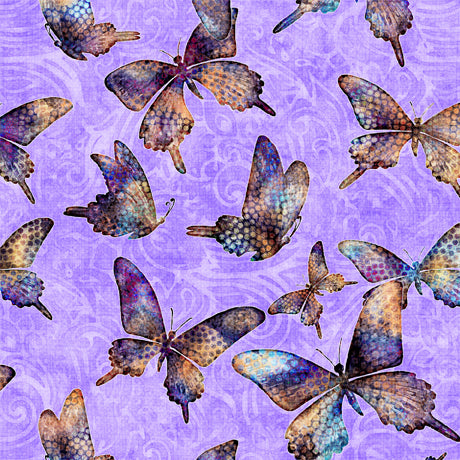 All A Flutter Butterflies Lilac Dan Morris Quilting Treasures Cotton Fabric