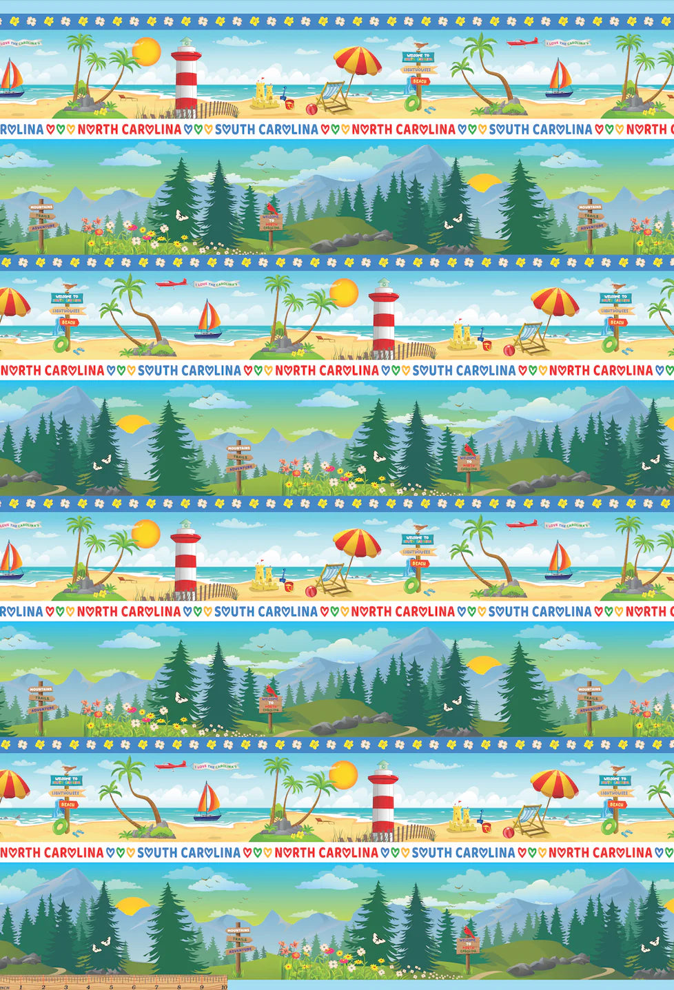 All Carolinas Shop Hop 2022 Border Stripe Multi Benartex Cotton Fabric