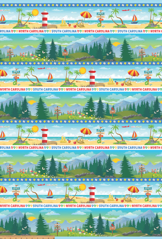 All Carolinas Shop Hop 2022 Border Stripe Multi Benartex Cotton Fabric