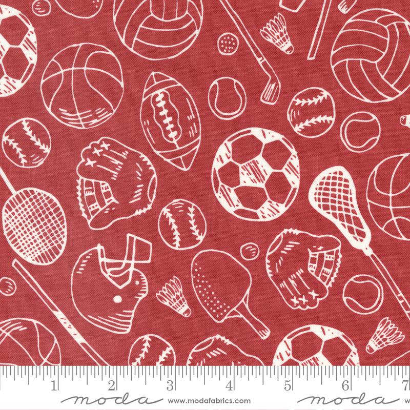 All Star Gear Rust Red Stacy Iest Hsu Moda Cotton Fabric