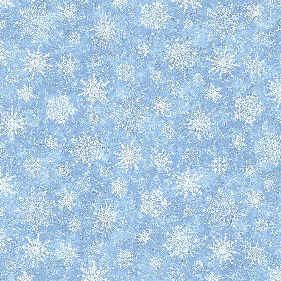 All that Glitters Snowflakes Pale Blue Simon Treadwell Northcott Cotton Fabric