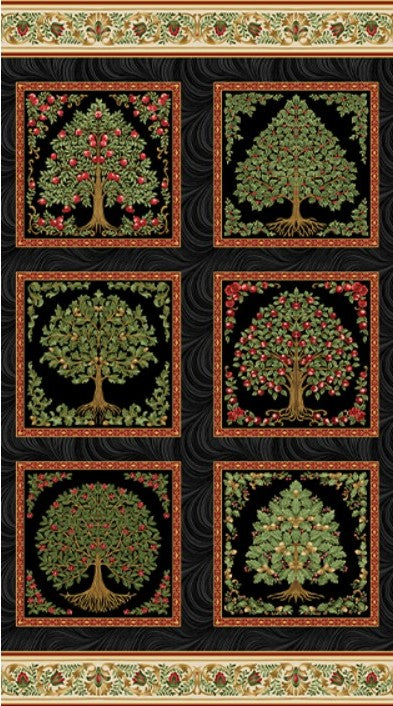 All About Seasons - Winter Panel 24"x44" Black Multi Jackie Robinson Benartex Cotton Fabric BE-16851M-12