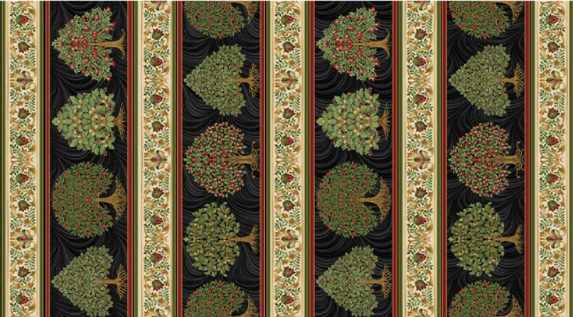 All About Seasons - Winter Stripes Black Multi Jackie Robinson Benartex Cotton Fabric BE-16852M-12