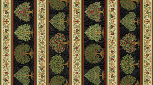 All About Seasons - Winter Stripes Black Multi Jackie Robinson Benartex Cotton Fabric BE-16852M-12