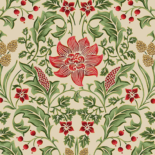 All About Seasons - Winter Tapestry Cream Multi Jackie Robinson Benartex Cotton Fabric BE-16854M-70