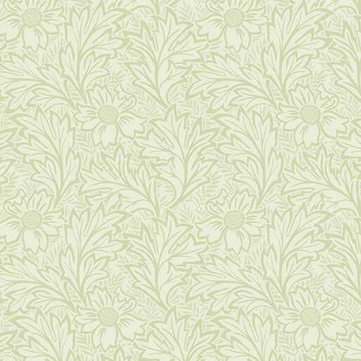 All About Seasons - Winter Wildflower Leaves Light Celadon Green Jackie Robinson Benartex Cotton Fabric BE-16855-04