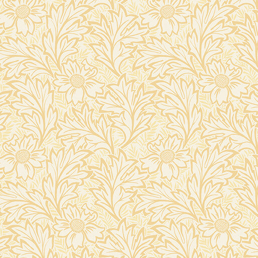 All About Seasons - Winter Wildflower Leaves Light Gold Jackie Robinson Benartex Cotton Fabric BE-16855-03