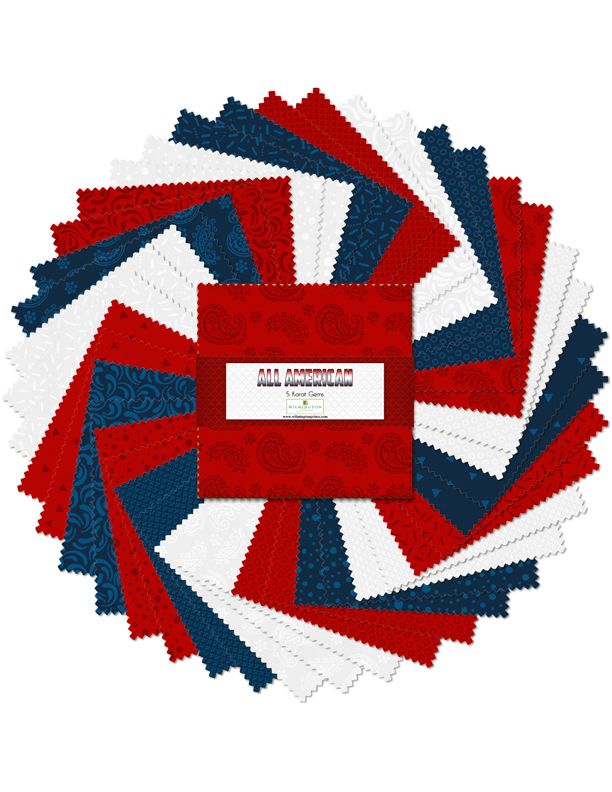 All American 5" Squares Karat Gems Wilmington Prints Cotton Fabric