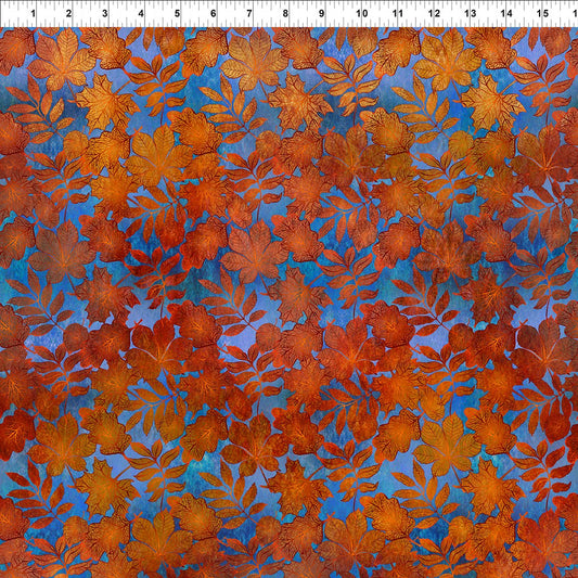 PRE-ORDER | MAY | All Blue Ridge Shop Hop 2026 Leaves Blue In The Beginning Cotton Fabric ITB-7BR-1