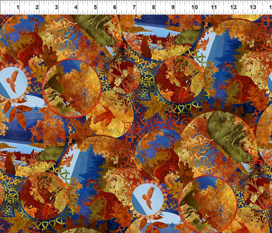 PRE-ORDER | MAY | All Blue Ridge Shop Hop 2026 Mountain Circles Orange In The Beginning Cotton Fabric ITB-5BR-1