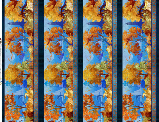 PRE-ORDER | MAY | All Blue Ridge Shop Hop 2026 Ocean Border Blue In The Beginning Cotton Fabric ITB-4BR-1