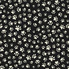 All You Need Is Love and a Dog Paw Print Allover Black Beth Logan Henry Glass Cotton Fabric