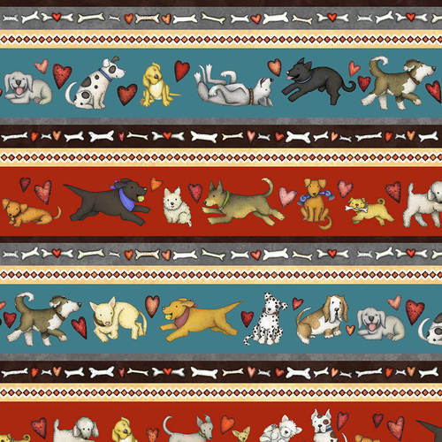 All You Need is Love and a Dog Stripe Multi Henry Glass Cotton Fabric