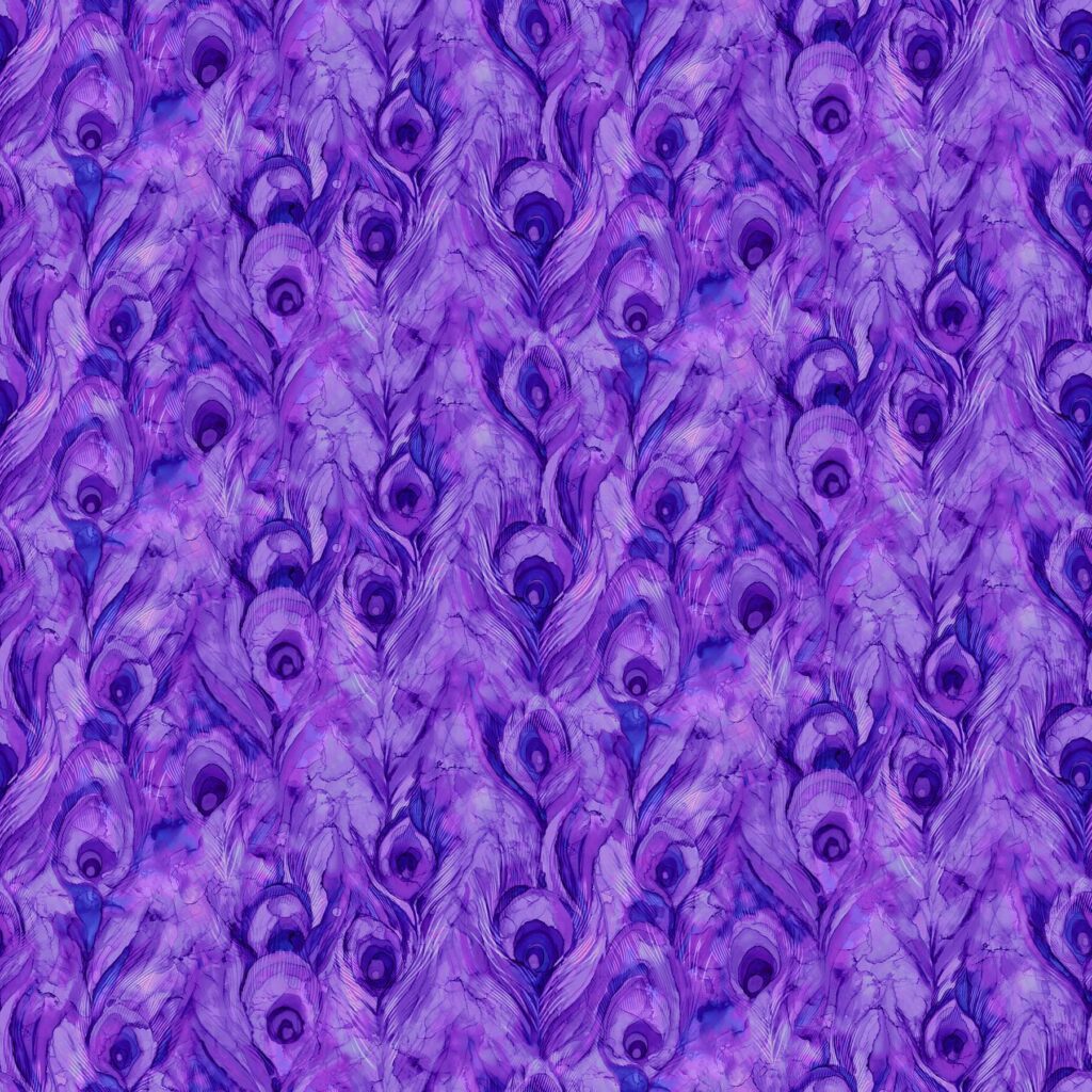 Allure Large Feathers Purple Multi Deborah Edwards and Melanie Samra Northcott Cotton Fabric