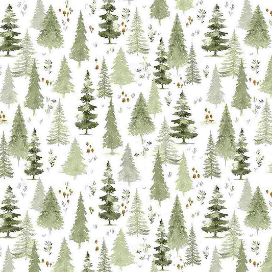 Wood You Be Mine Alpine Forest White Dear Stella Cotton Fabric