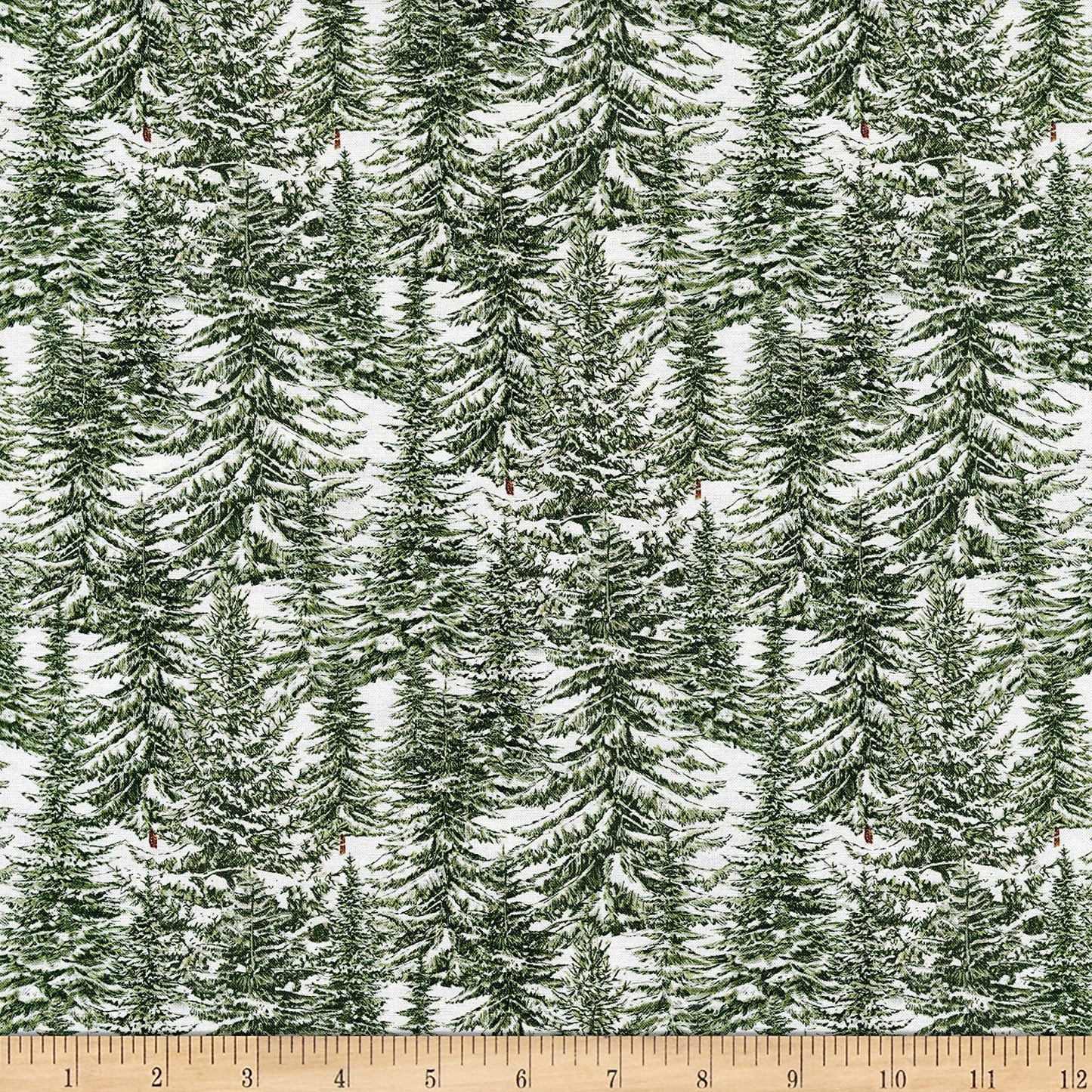 Alpine Winter Pine Trees Green Deborah Edwards Northcott Fabrics Cotton Fabric