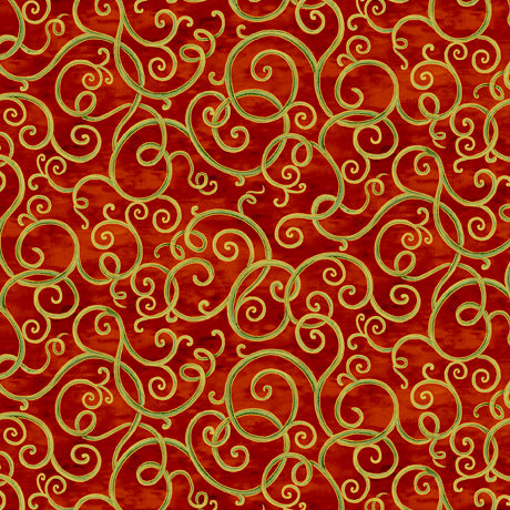 Always Give Thanks Scroll Paprika Red Quilting Treasures Cotton Fabric