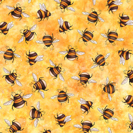 Always Face Sunshine Bees Butterscotch Dan Morris Quilting Treasures Cotton Fabric