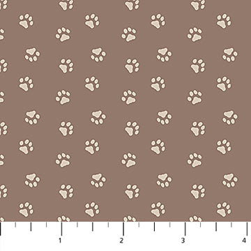 Always by my Side Dog Paws Brown FIGO Northcott Cotton Fabric NC-FIGO-91332-36