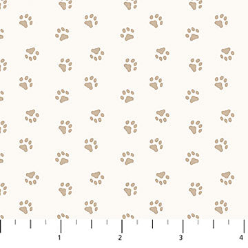 Always by my Side Dog Paws Cream FIGO Northcott Cotton Fabric NC-FIGO-91332-11