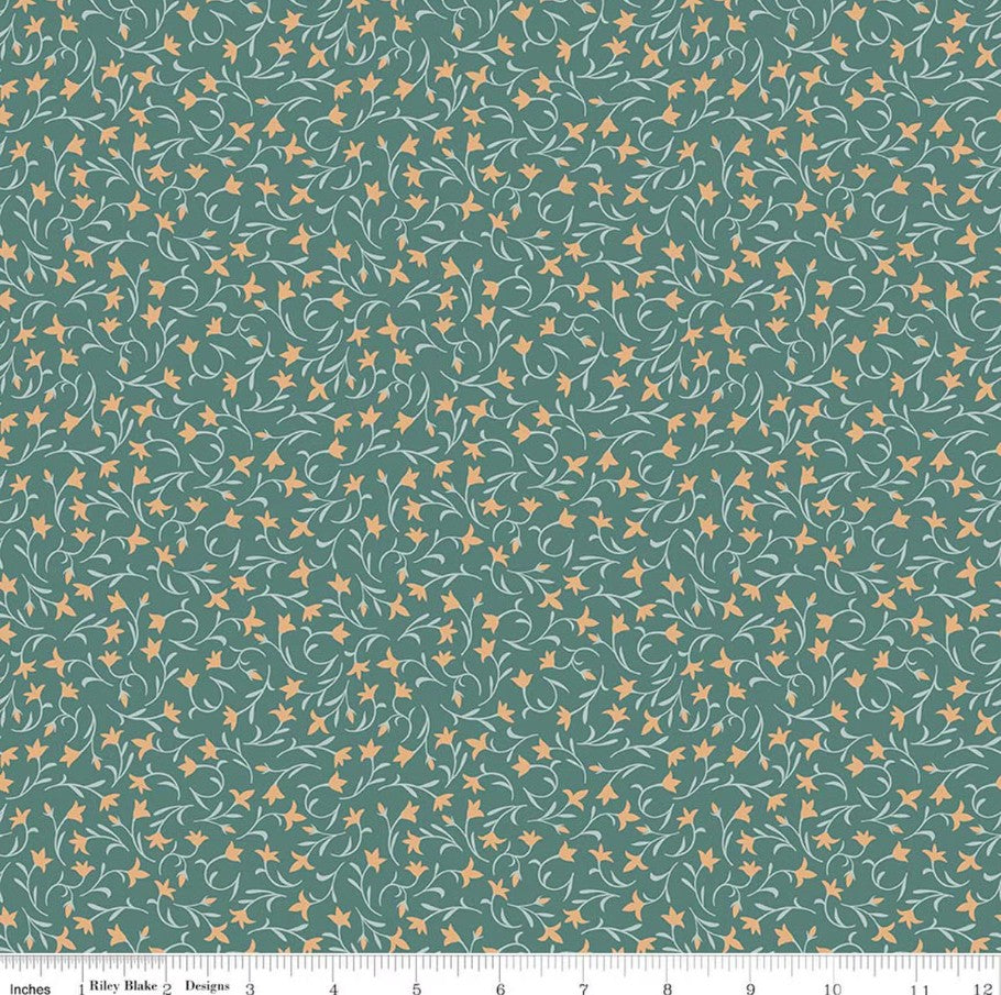 Ambleside Flower Toss Teal Amanda Niederhauser Riley Blake Designs Cotton Fabric RB-C17114-TEAL