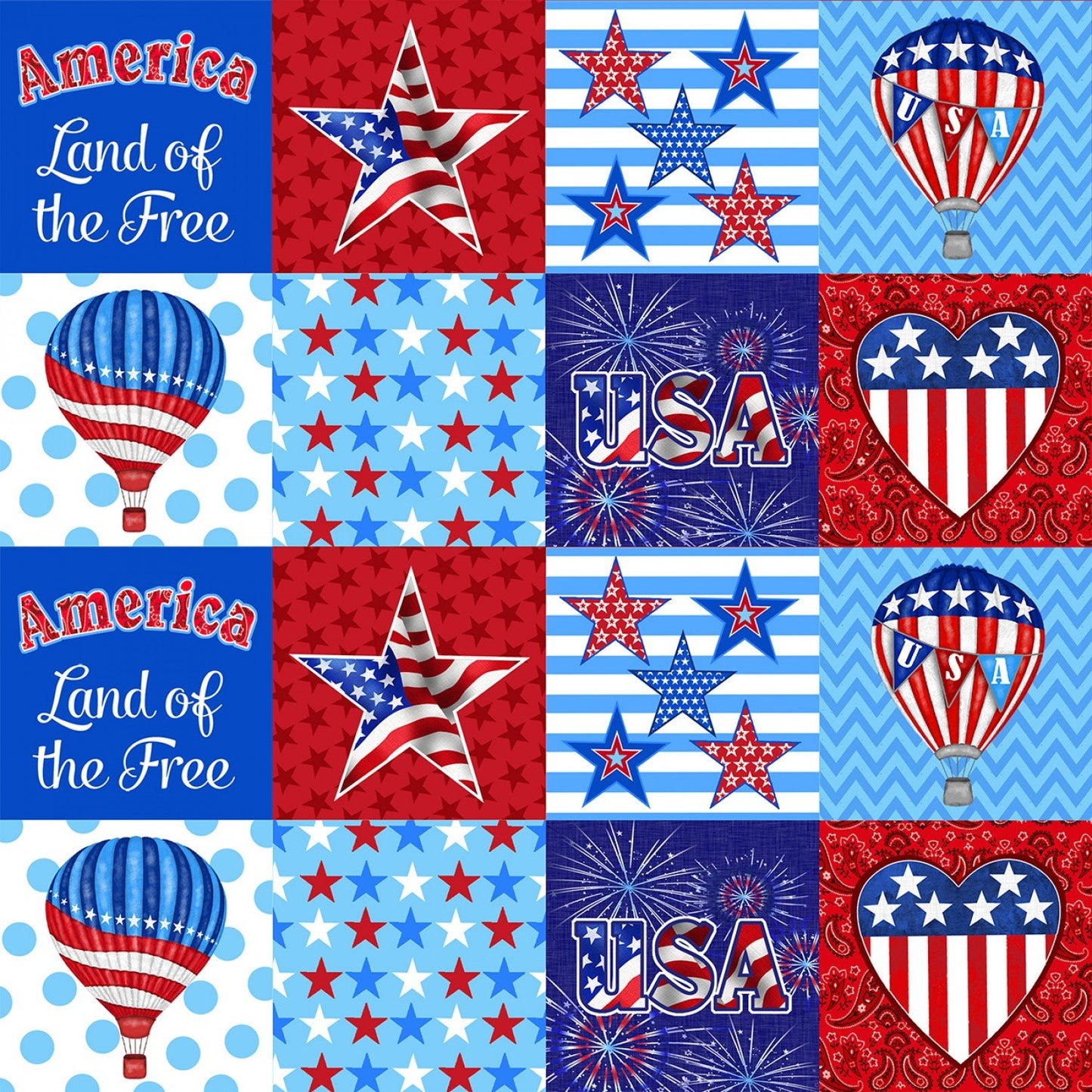 America Home of the Brave America Patriotic Patchwork Cotton Fabric