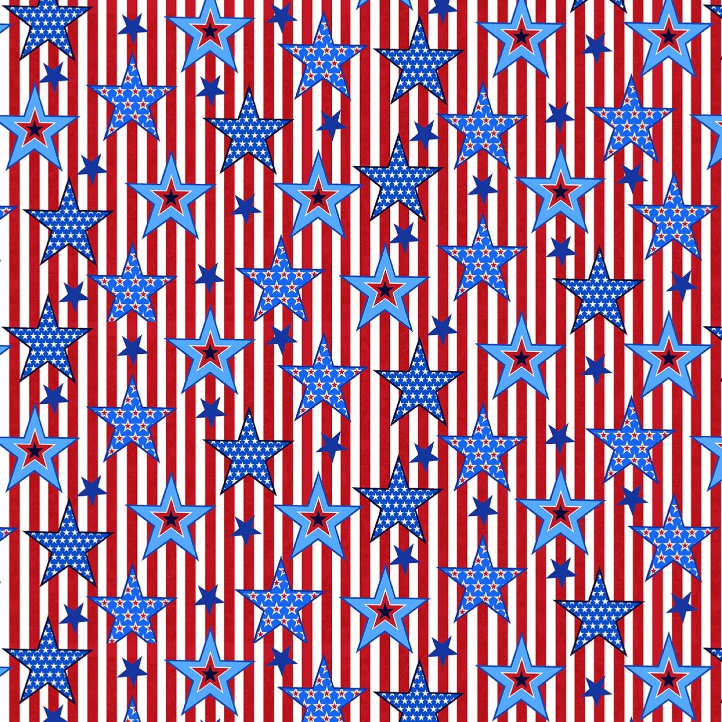 America Home of the Brave America Red Striped Stars Cotton Fabric