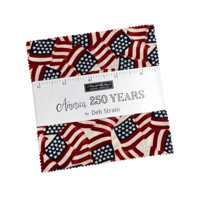 America 250 Years 5" Squares Charm Pack 42pcs Assorted Deb Strain Moda Cotton Fabric MD-56180PP