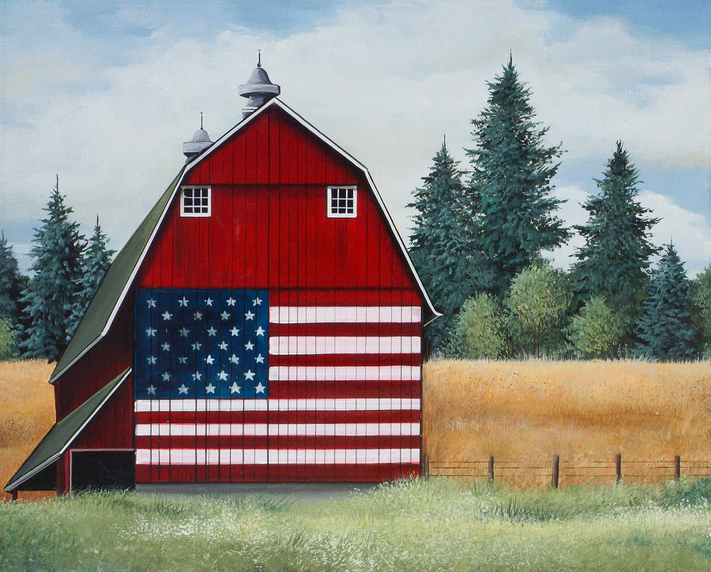 American Barn Patriotic Panel 36" David Textiles Cotton Fabric