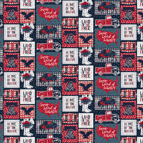 American Dreamer Freedom Blocks Multi Amylee Weeks 3 Wishes Cotton Fabric | US Fabric Shop