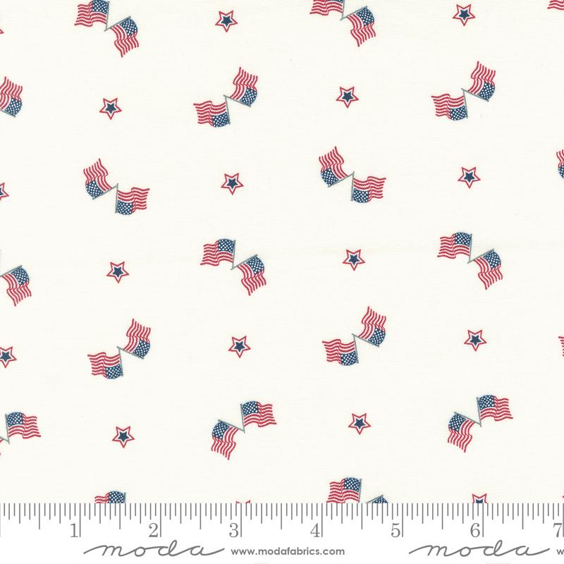 American Gatherings II Old Glory American Flags Dove Cream Primitive Gatherings Moda Cotton Fabric