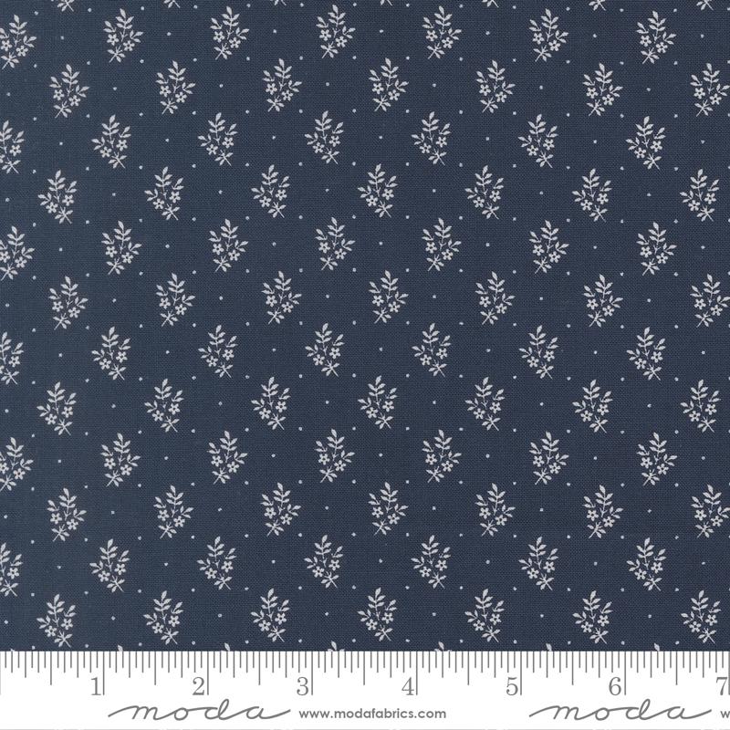 American Gatherings III Flower Sprig Small Floral American Blue Primitive Gatherings Moda Cotton Fabric MD-49327-15