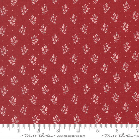 American Gatherings III Flower Sprig Small Floral Crimson Red Primitive Gatherings Moda Cotton Fabric MD-49327-12