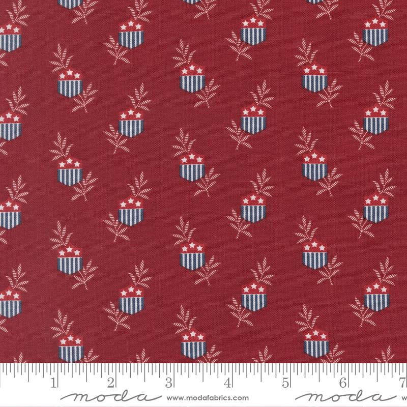 American Gatherings III Star Shield Deep Crimson Red Primitive Gatherings Moda Cotton Fabric MD-49320-13