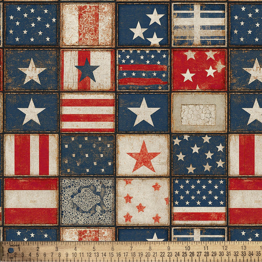 American Quilt 2 Patchwork Multi David Textiles Cotton Fabric DT-DX-8491-5C-1