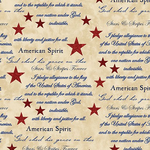 American Spirit America Inspired Words Tan Cheryl Haynes Benartex Cotton Fabric