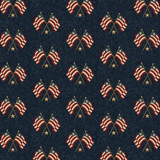 American Spirit Flags Navy Blue Cheryl Haynes Benartex Cotton Fabric
