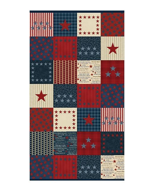 American Spirit Panel 24" Blue Red  Cheryl Haynes Benartex Cotton Fabric