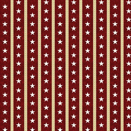 American Spirit Star Stripe Dark Red Cheryl Haynes Benartex Cotton Fabric