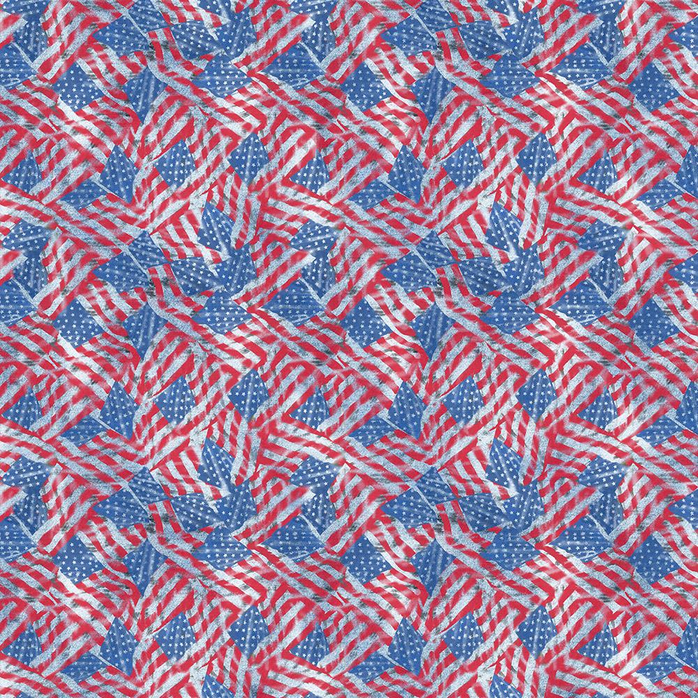 American USA Flag Allover Sykel Quilting Cotton Fabric
