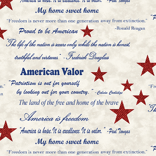 American Valor Words of Valor Light Natural Cheryl Haynes Benartex Cotton Fabric BE-16872-07