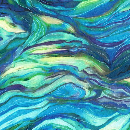 American Wildlife 108" Wide Back Waves Ocean Blue Multi Jody Bergsma Robert Kaufman Cotton Fabric RK-ABKXD-19296-59