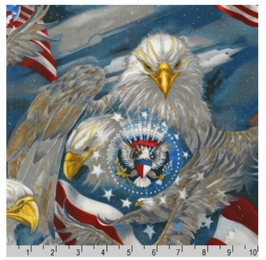 Patriots Eagle Seal Flag Americana Jody Bergsma Robert Kaufman Cotton Fabric RK-ABK-12484-202